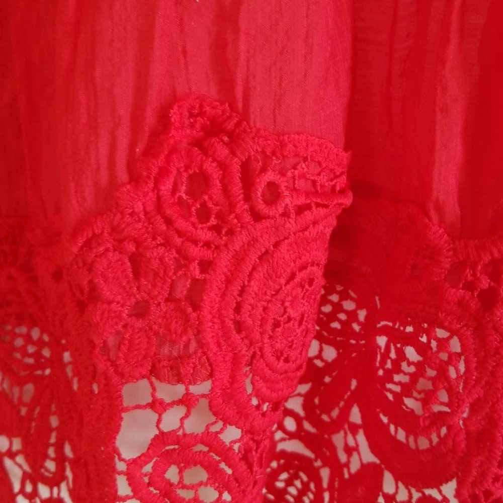 Red Lace Off the Shoulder Top NWOT - Picture 3 of 5